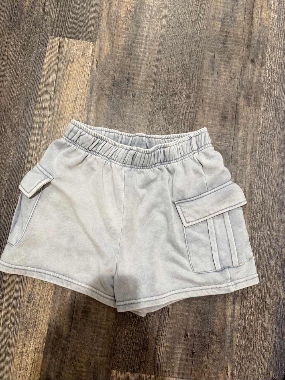 Women's Light Gray Blue Cargo Lounge Shorts